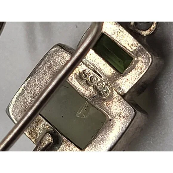 VTG 925 Sterling Silver Earrings Dangle Drop Green Gemstones Pearl Dainty - Picture 8 of 8